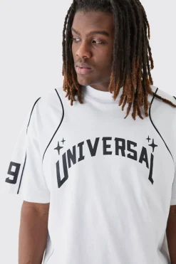 Oversized Extended Neck Universal Graphic T-shirt | UK^boohooMAN Clearance