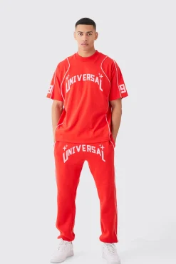boohooMAN Oversized Extended Neck Universal Graphic T-shirt And Jogger | UK| Sets & Co-Ords