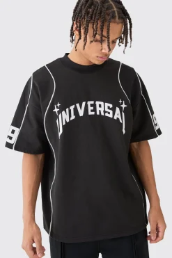 Oversized Extended Neck Universal Graphic T-shirt | UK^boohooMAN New
