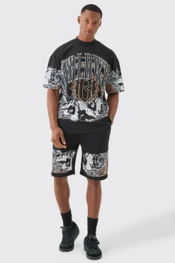 Oversized Extended Neck Worldwide Large Graphic T-shirt | UK^boohooMAN Clearance