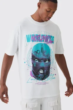 Oversized Extended Neck Worldwide Distressed T-shirt | UK^boohooMAN Discount