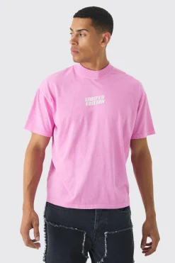 Oversized Extended Neck Washed Limited Edition T-Shirt | UK^boohooMAN Outlet