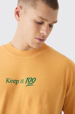 Oversized Extended Neck Washed Keep It Real Print T-Shirt | UK^boohooMAN Outlet