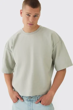 Oversized Extra Boxy Half Sleeve Reverse Loopback T-shirt | UK^boohooMAN Online