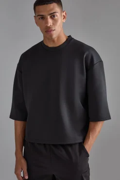Oversized Extra Boxy Half Sleeve Scuba T-shirt | UK^boohooMAN Online