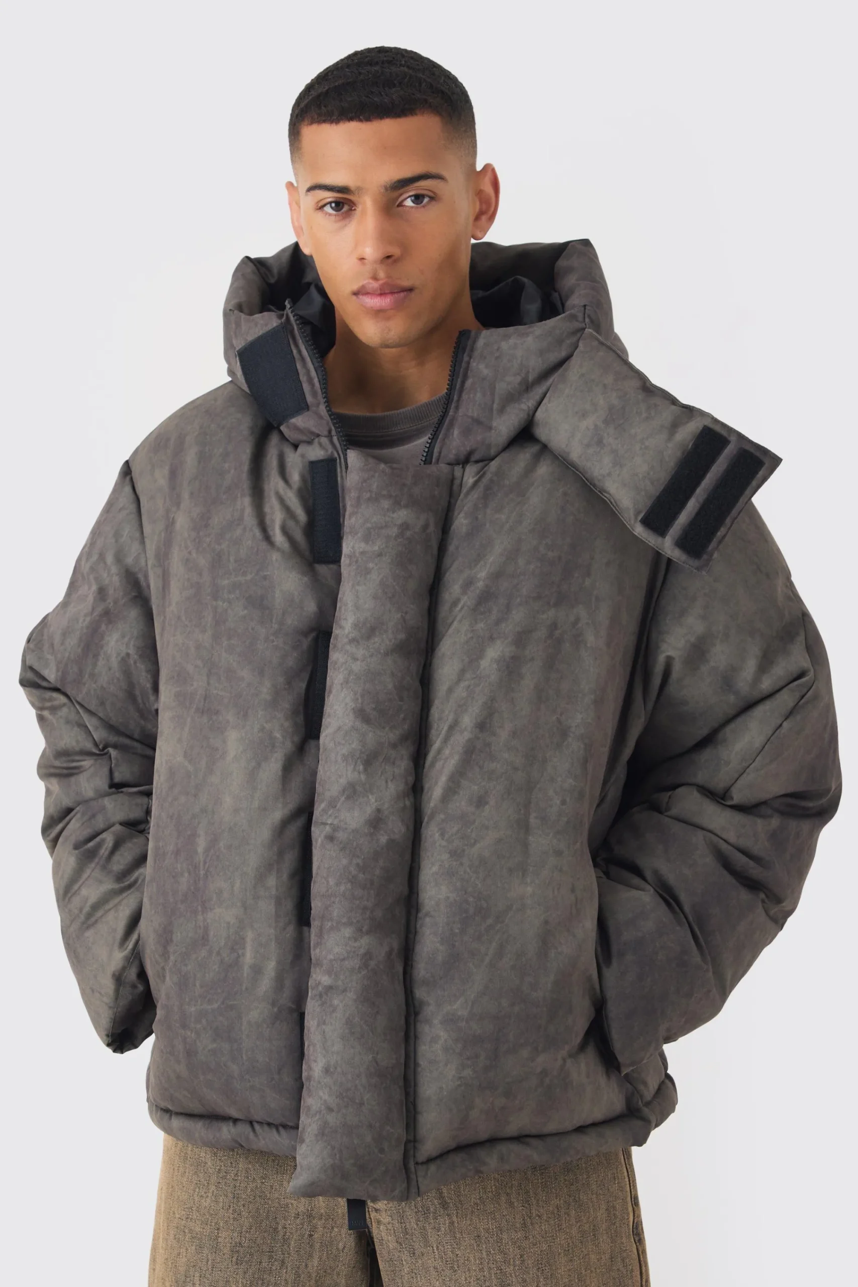 boohooMAN Oversized Extreme Padded Washed Hooded Puffer Coat In | UK| Coats & Jackets