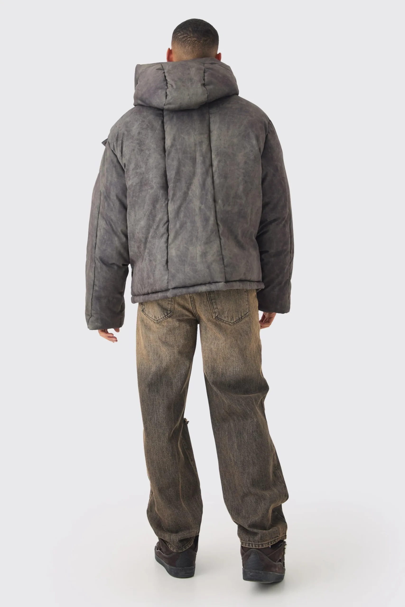 boohooMAN Oversized Extreme Padded Washed Hooded Puffer Coat In | UK| Coats & Jackets