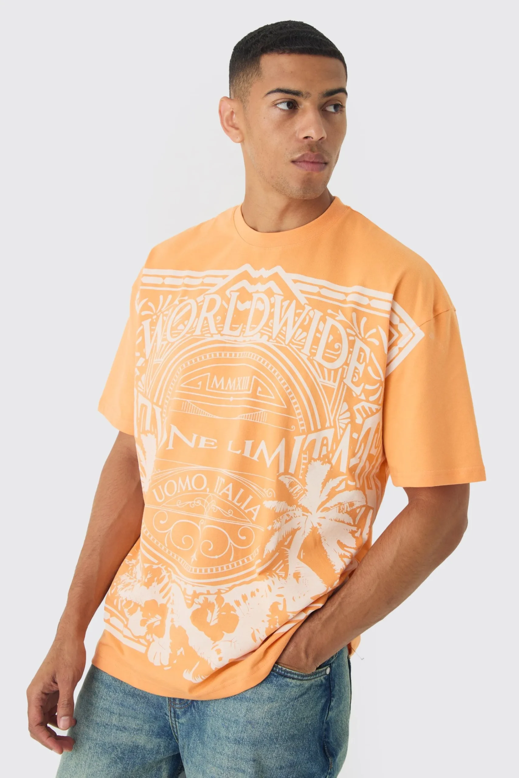 Oversized Faded Large Graphic T-shirt | UK^boohooMAN
