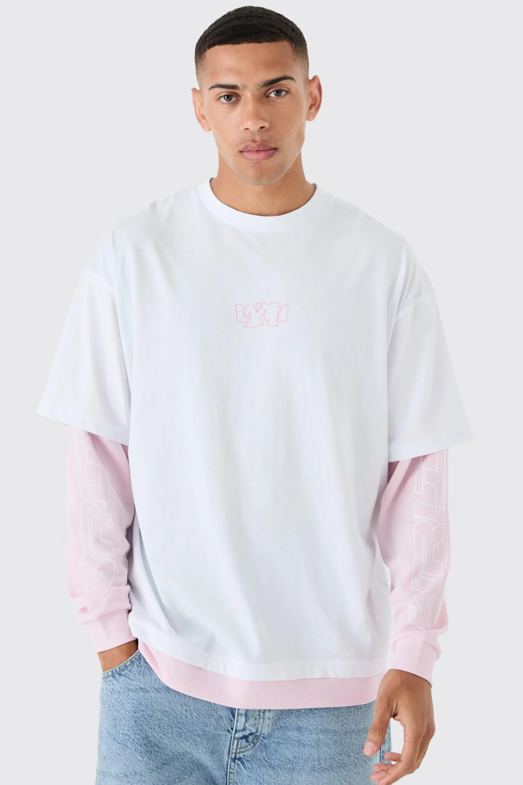 Oversized Faux Layer Mesh T-shirt | UK^boohooMAN Online