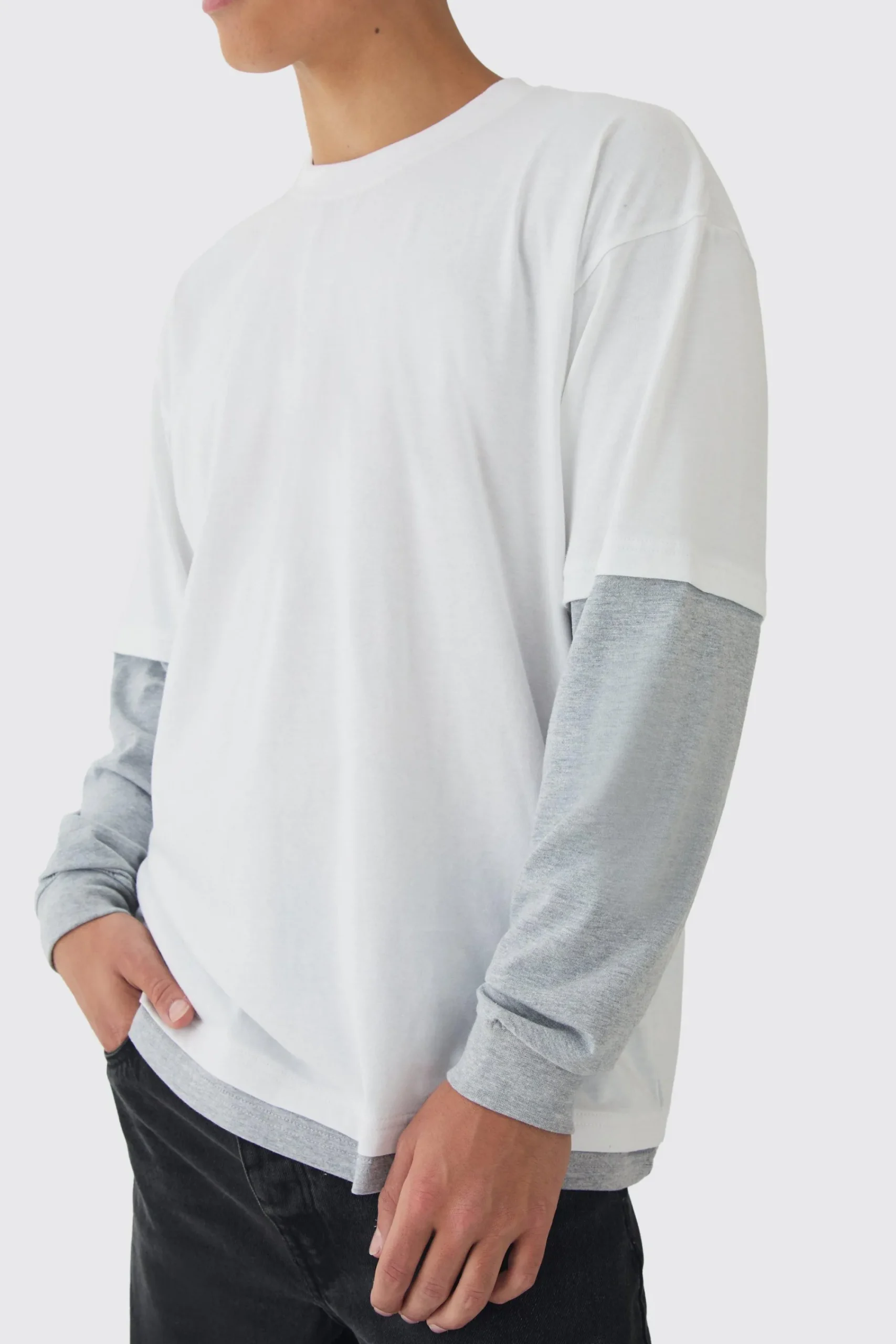 Oversized Faux Layer T-Shirt | UK^boohooMAN Outlet