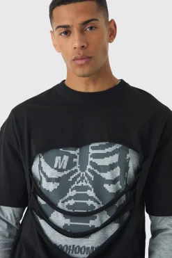 Oversized Faux Layered Distressed T-shirt | UK^boohooMAN Best