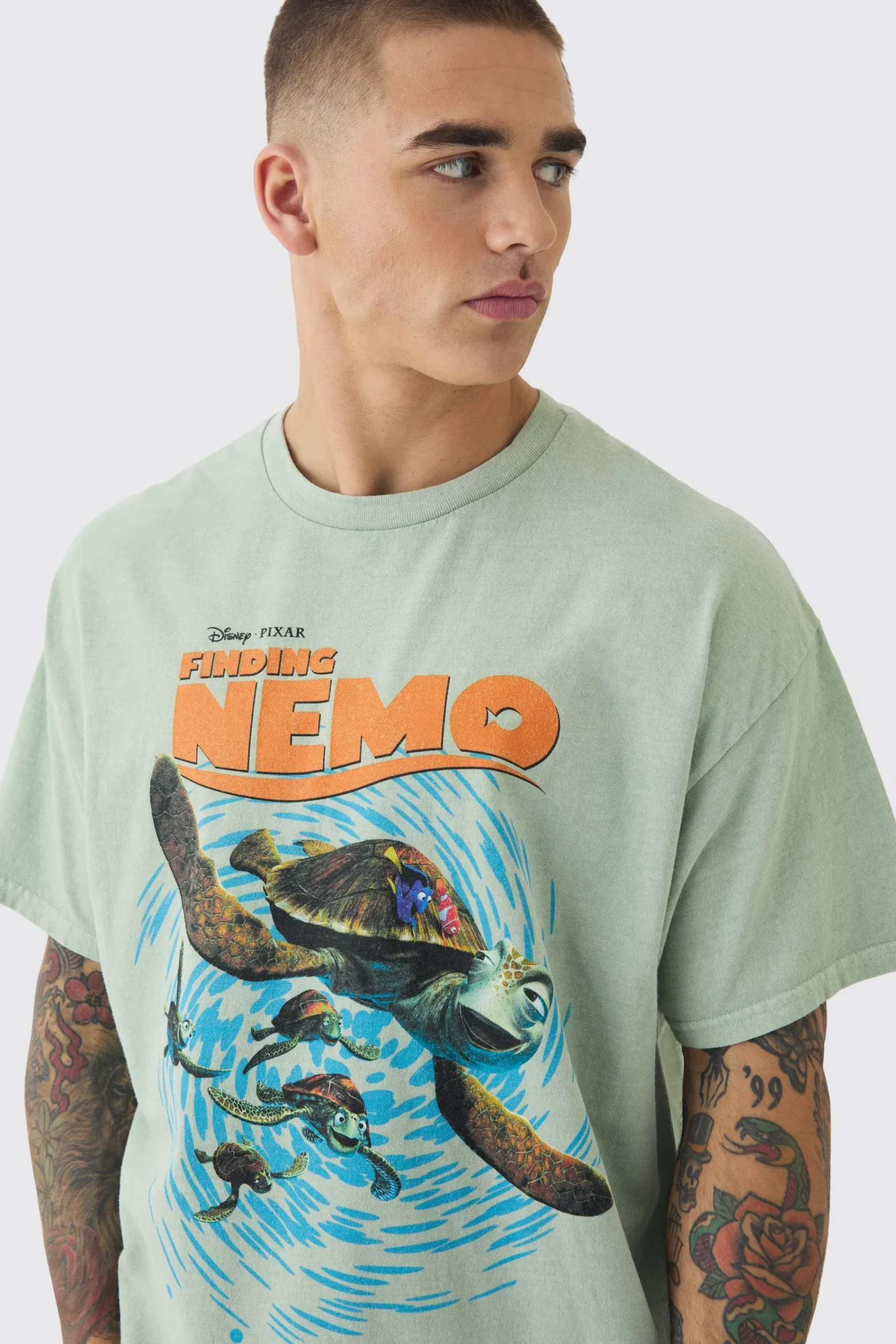 Oversized Finding Nemo Wash License Print T-shirt | UK^boohooMAN Clearance