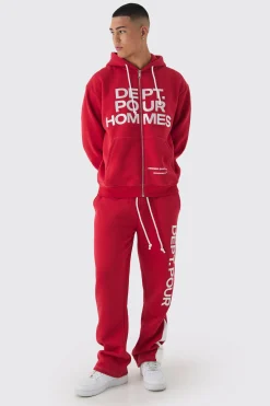 boohooMAN Oversized Fit Dept Homme Rope Drawcord Hooded Gusset Tracksuit | UK| Tracksuits