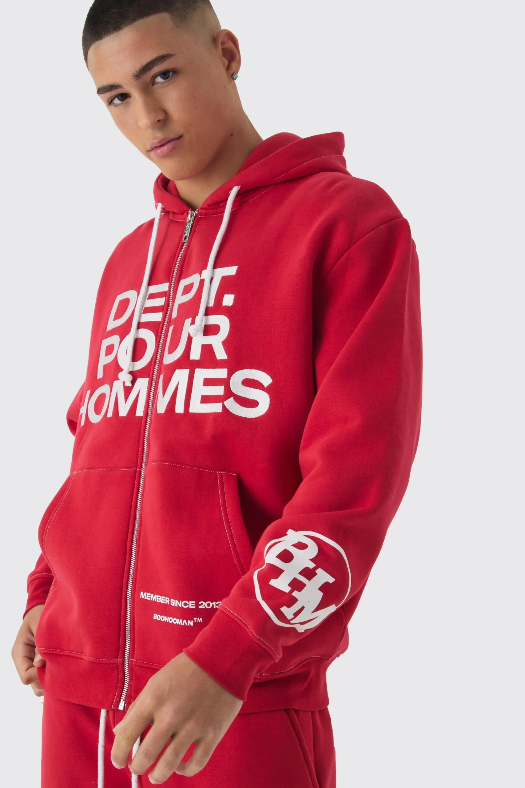 boohooMAN Oversized Fit Dept Homme Rope Drawcord Hooded Gusset Tracksuit | UK| Tracksuits