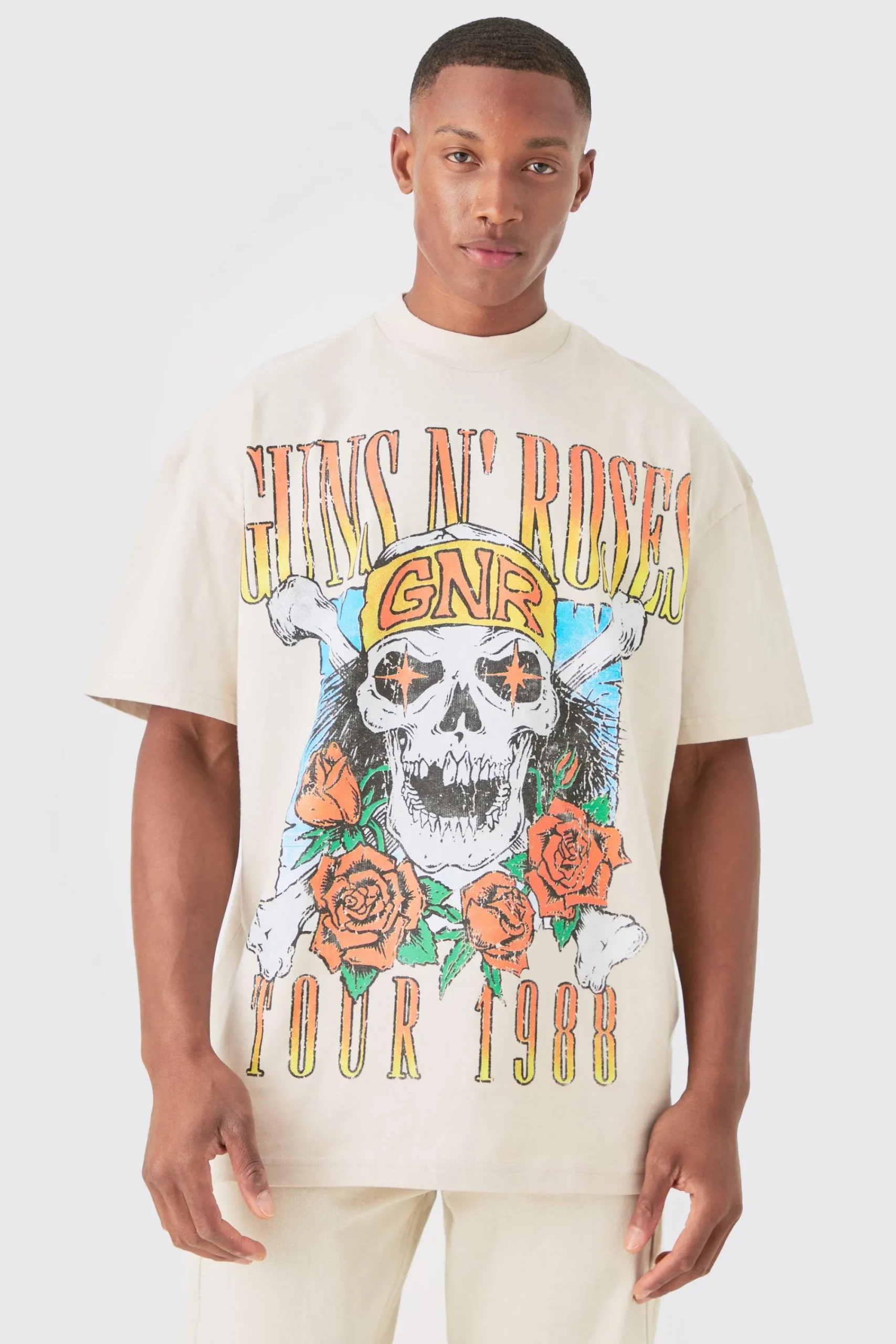 Oversized Fit Guns N Roses Large Scale License T-shirt | UK^boohooMAN Clearance