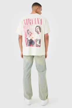 Oversized Fit Nirvana Wash License T-shirt | UK^boohooMAN Sale