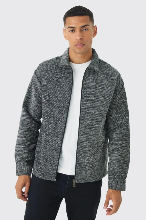 boohooMAN Oversized Fit Zip Through Textured Shirt | UK| Shirts