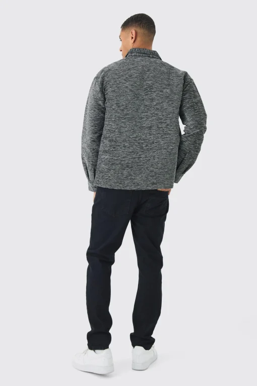 boohooMAN Oversized Fit Zip Through Textured Shirt | UK| Shirts