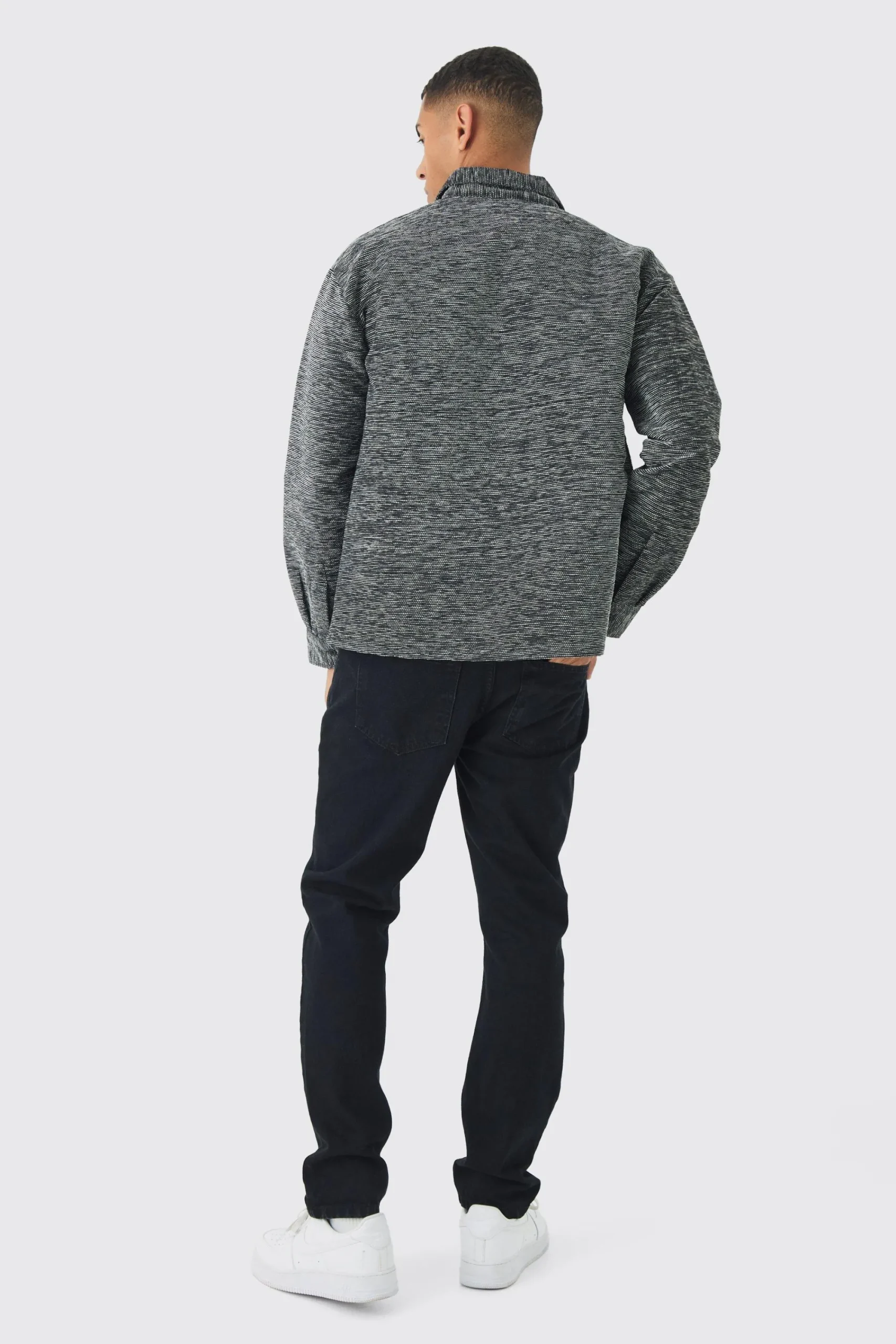 boohooMAN Oversized Fit Zip Through Textured Shirt | UK| Shirts