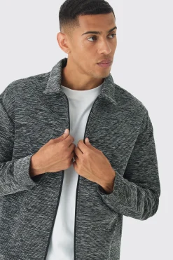 boohooMAN Oversized Fit Zip Through Textured Shirt | UK| Shirts