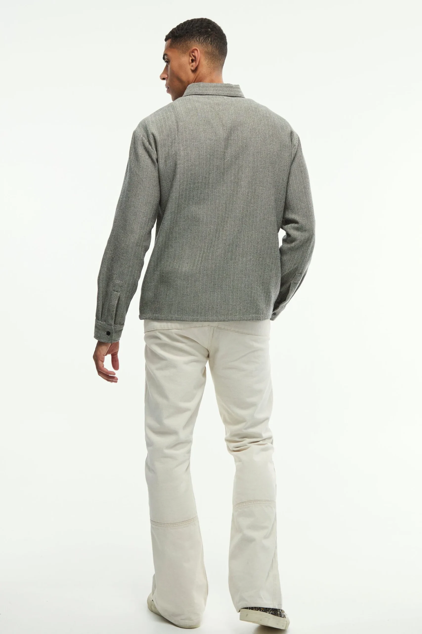 boohooMAN Oversized Fit Zip Through Herringbone Shirt | UK| Shirts