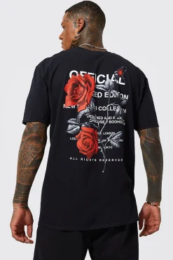 Oversized Floral Back Graphic T-shirt | UK^boohooMAN Sale