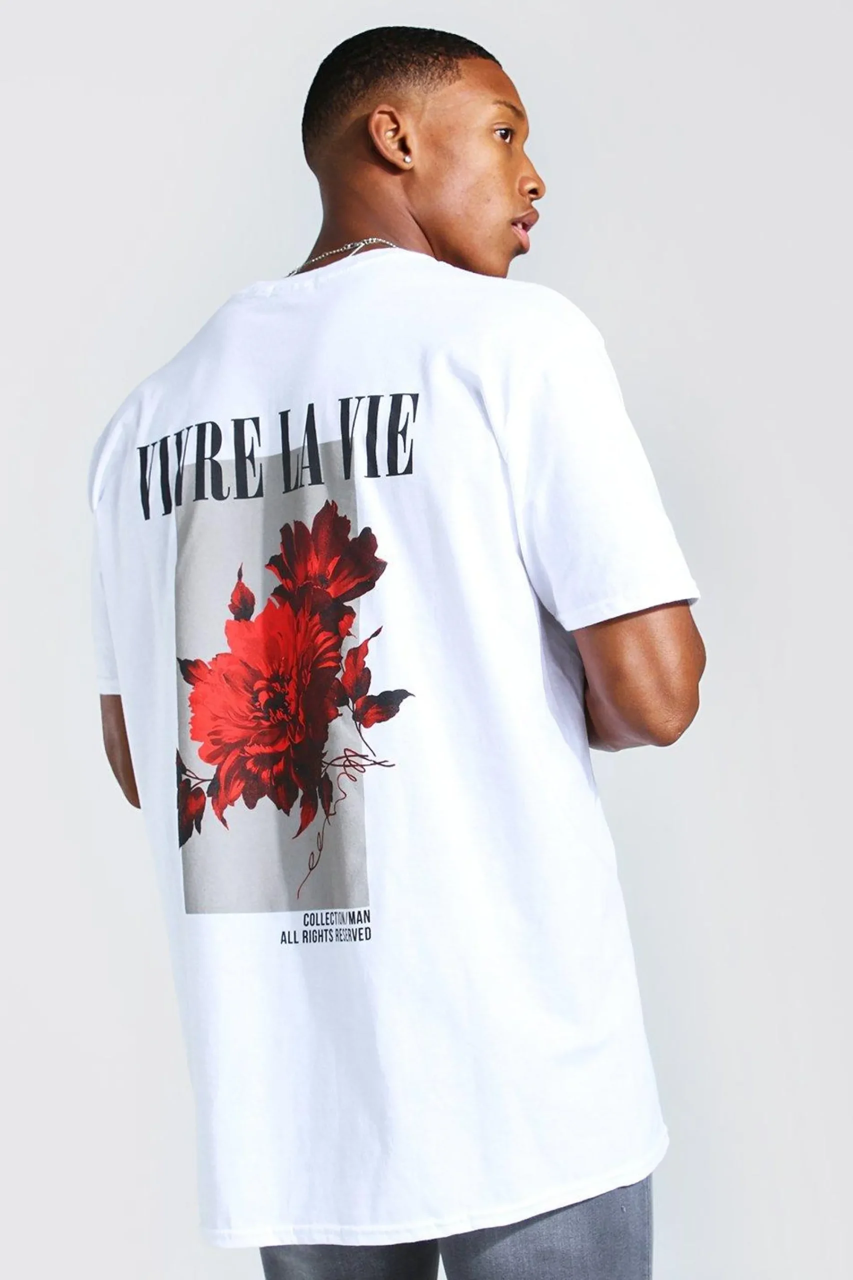 Oversized Floral Back Print T-Shirt | UK^boohooMAN Best