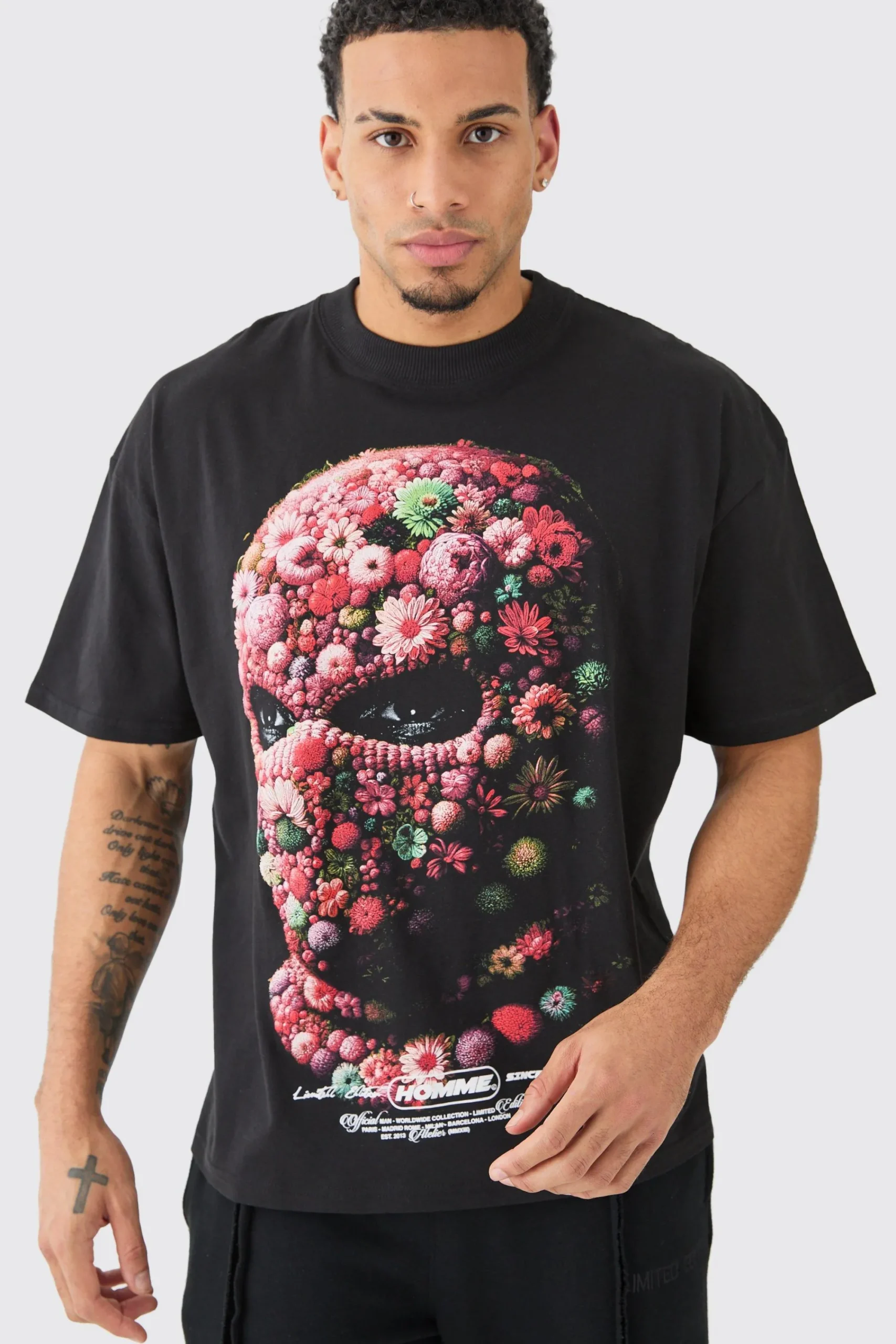 Oversized Floral Mask T-shirt | UK^boohooMAN Clearance