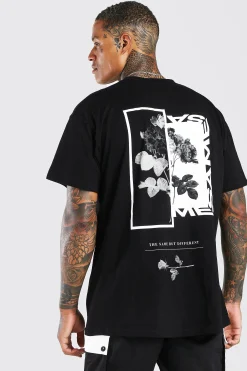 Oversized Floral Photo Back Print T-Shirt | UK^boohooMAN Clearance