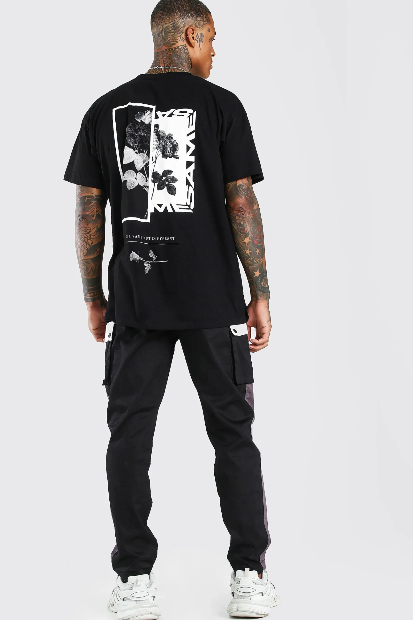 Oversized Floral Photo Back Print T-Shirt | UK^boohooMAN Clearance