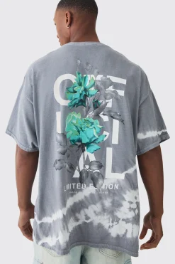 Oversized Floral Print Acid Wash T-shirt | UK^boohooMAN Discount