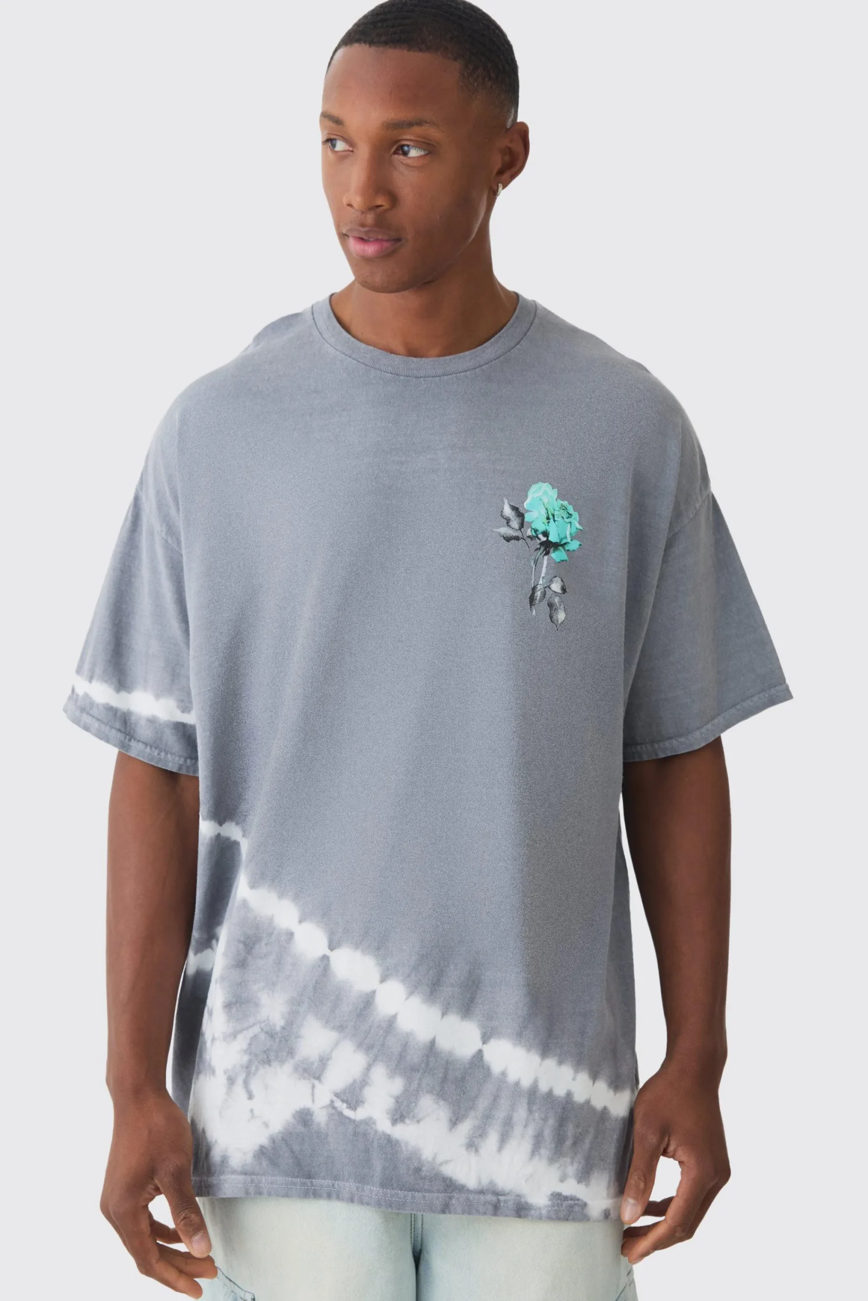 Oversized Floral Print Acid Wash T-shirt | UK^boohooMAN Discount