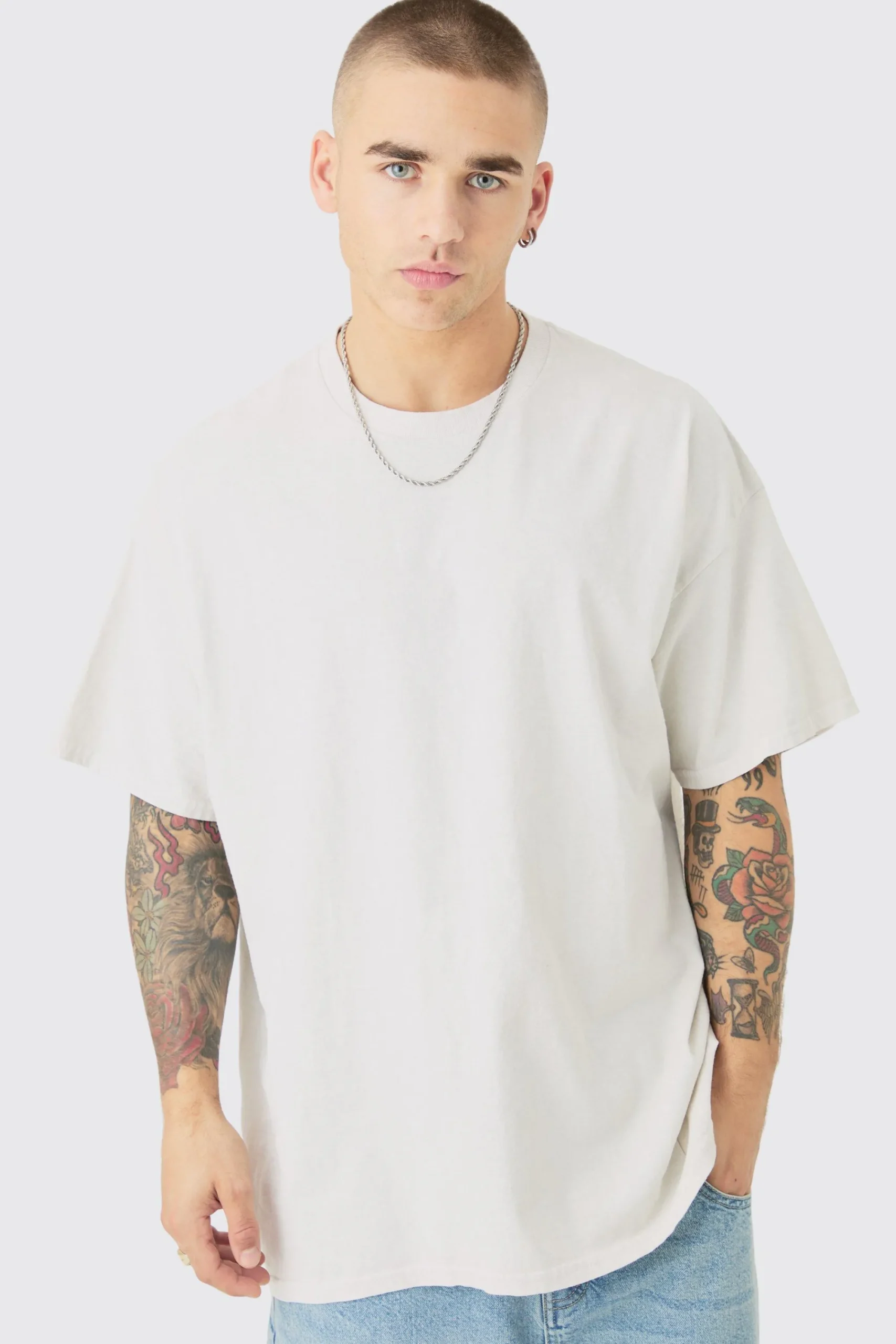 Oversized Floral Puff Back Print Wash T-shirt | UK^boohooMAN Clearance