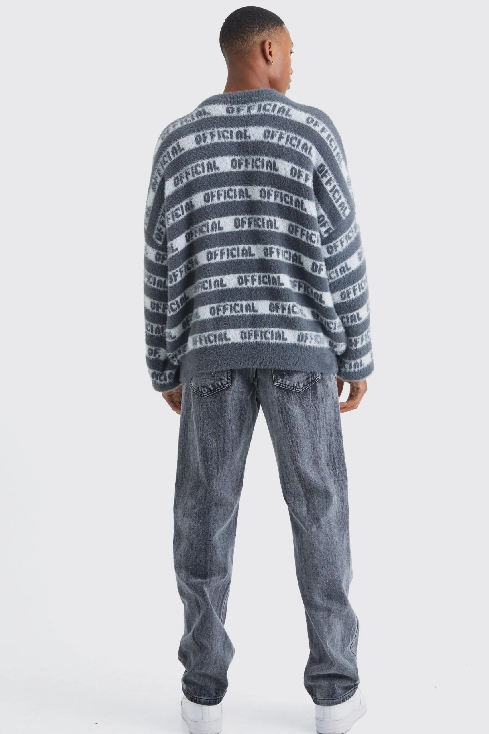 boohooMAN Oversized Fluffy Knitted Official Stripe Jumper | UK| Knitwear