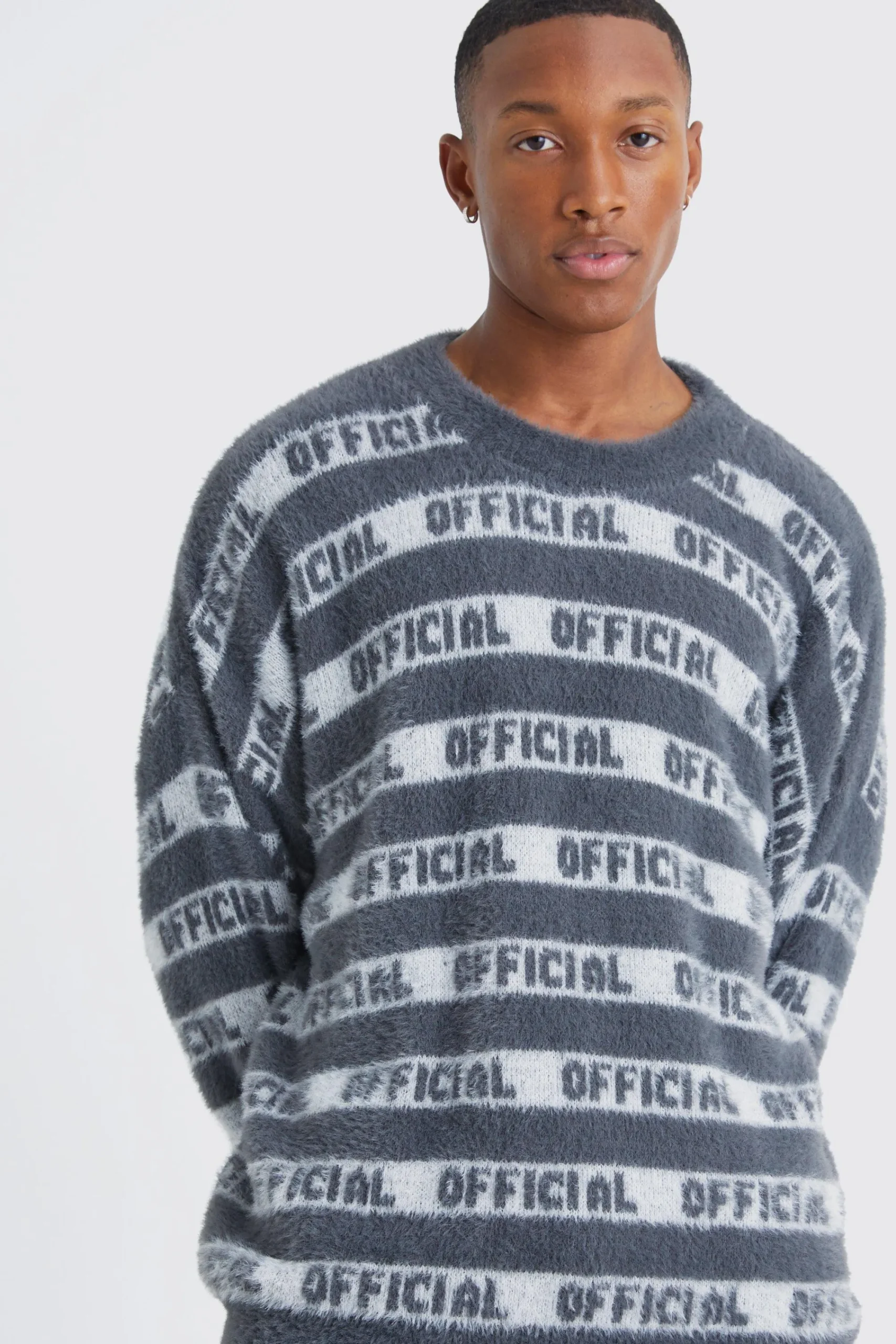 boohooMAN Oversized Fluffy Knitted Official Stripe Jumper | UK| Knitwear