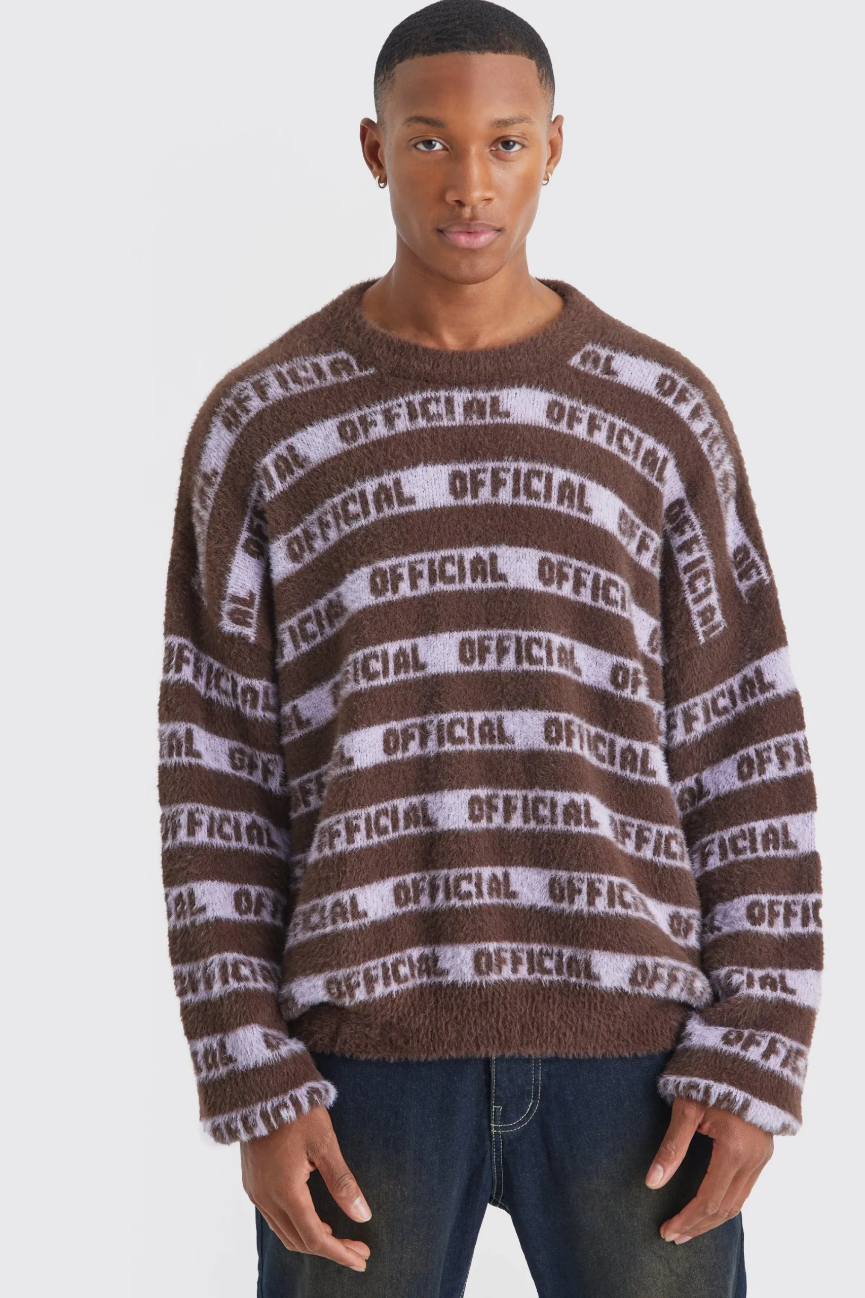 boohooMAN Oversized Fluffy Knitted Official Stripe Jumper | UK| Knitwear