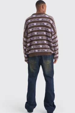 boohooMAN Oversized Fluffy Knitted Official Stripe Jumper | UK| Knitwear