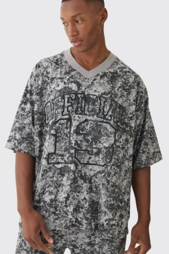 Oversized Football Official Abstract Printed T-shirt | UK^boohooMAN Online