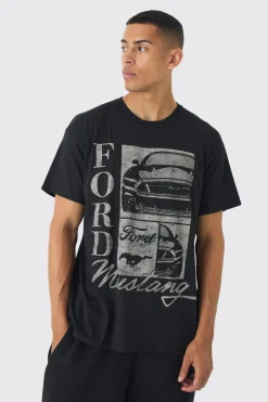 Oversized Ford Mustang License Print T-shirt | UK^boohooMAN Hot