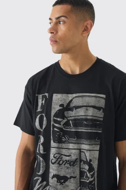 Oversized Ford Mustang License Print T-shirt | UK^boohooMAN Hot