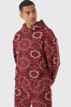 boohooMAN Oversized Fringed Heavyweight Jacquard Tapestry Hoodie | UK| Hoodies & Sweatshirts