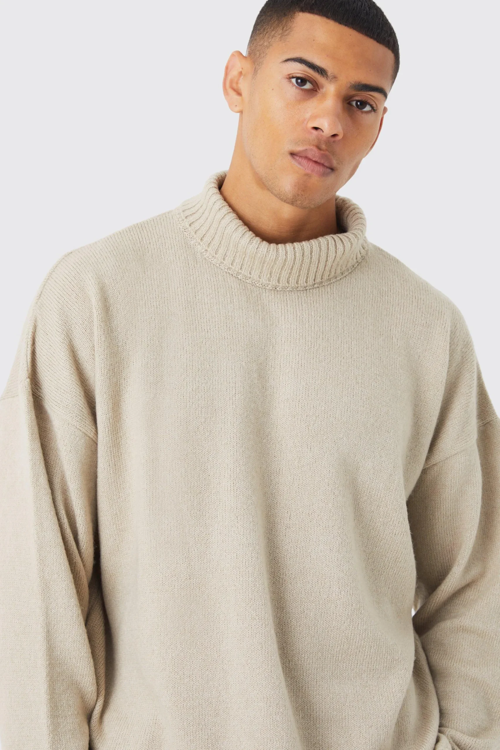 boohooMAN Oversized Funnel Neck Brushed Knit Jumper | UK| Knitwear