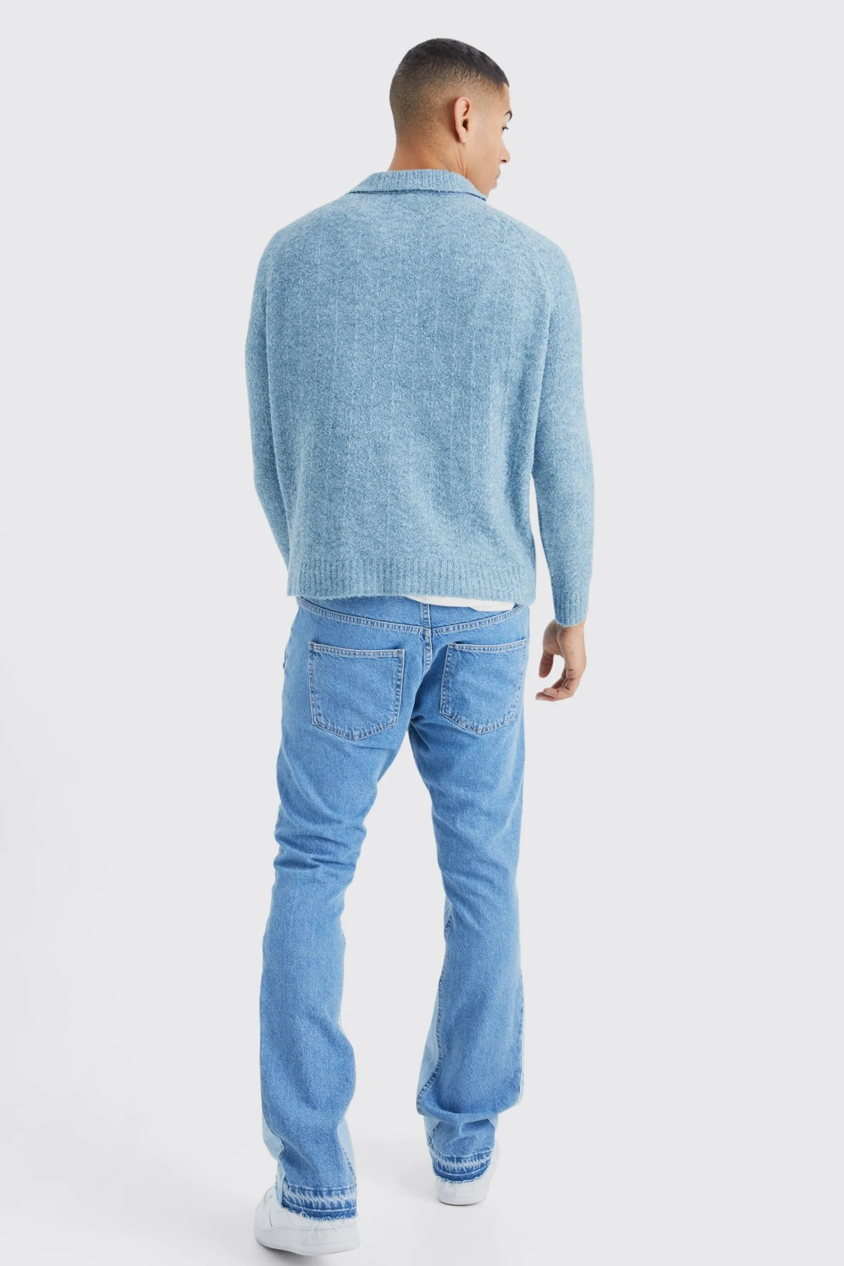 boohooMAN Oversized Funnel Neck Herringbone Knit Jumper | UK| Knitwear