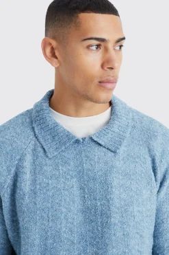 boohooMAN Oversized Funnel Neck Herringbone Knit Jumper | UK| Knitwear