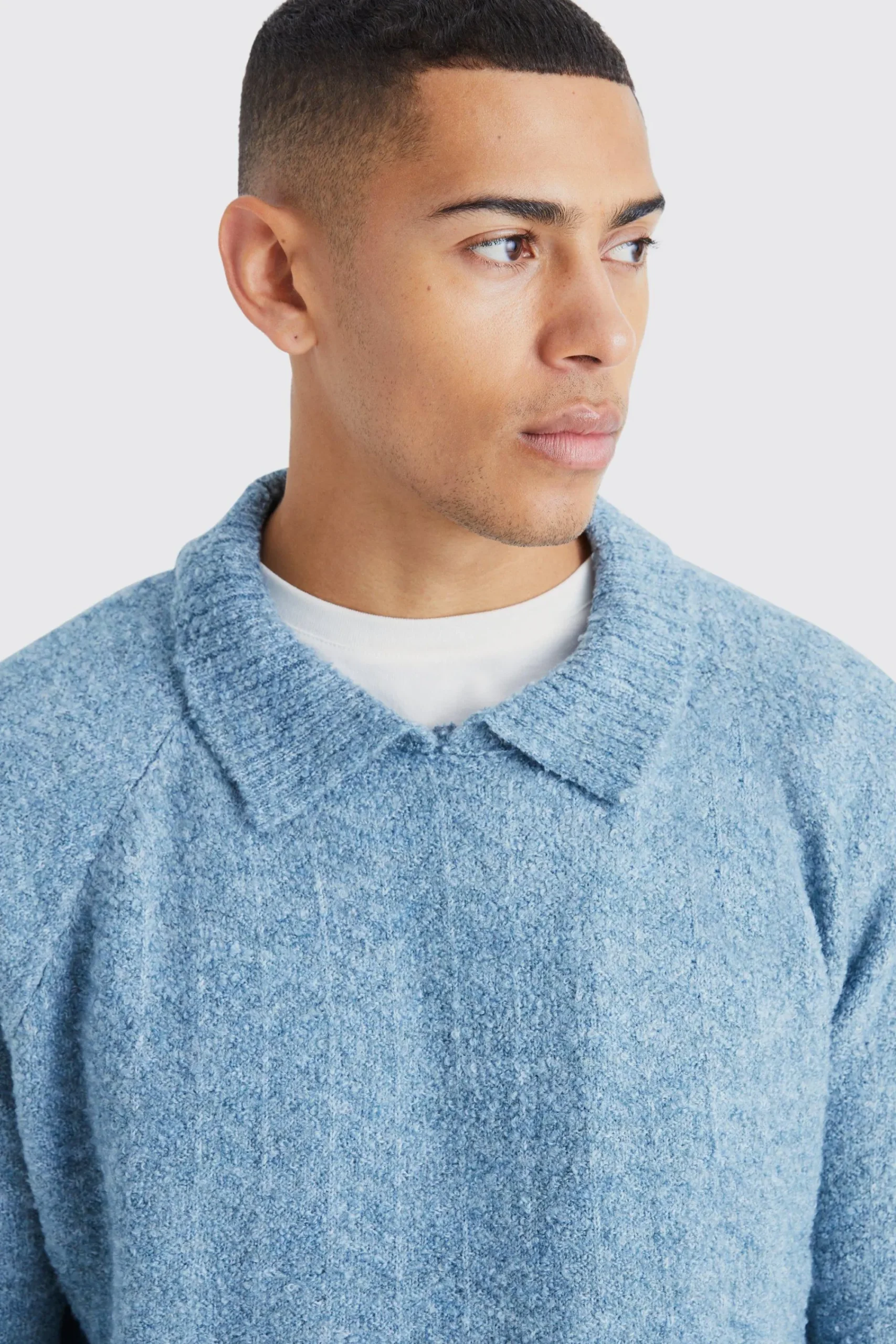boohooMAN Oversized Funnel Neck Herringbone Knit Jumper | UK| Knitwear