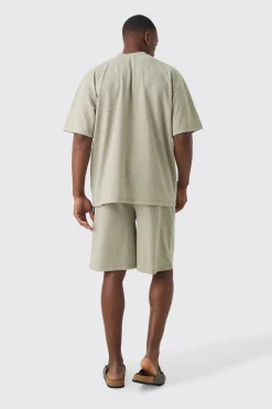 boohooMAN Oversized Geo Jacquard T-shirt & Short Set | UK| Sets & Co-Ords|Tracksuits