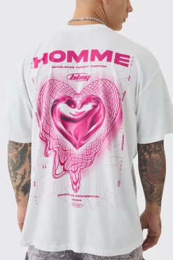 Oversized Geometric Heart Graphic T-shirt | UK^boohooMAN