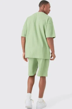 boohooMAN Oversized Gothic Waffle Large Printed T-shirt & Shorts Set | UK| Sets & Co-Ords|Tracksuits