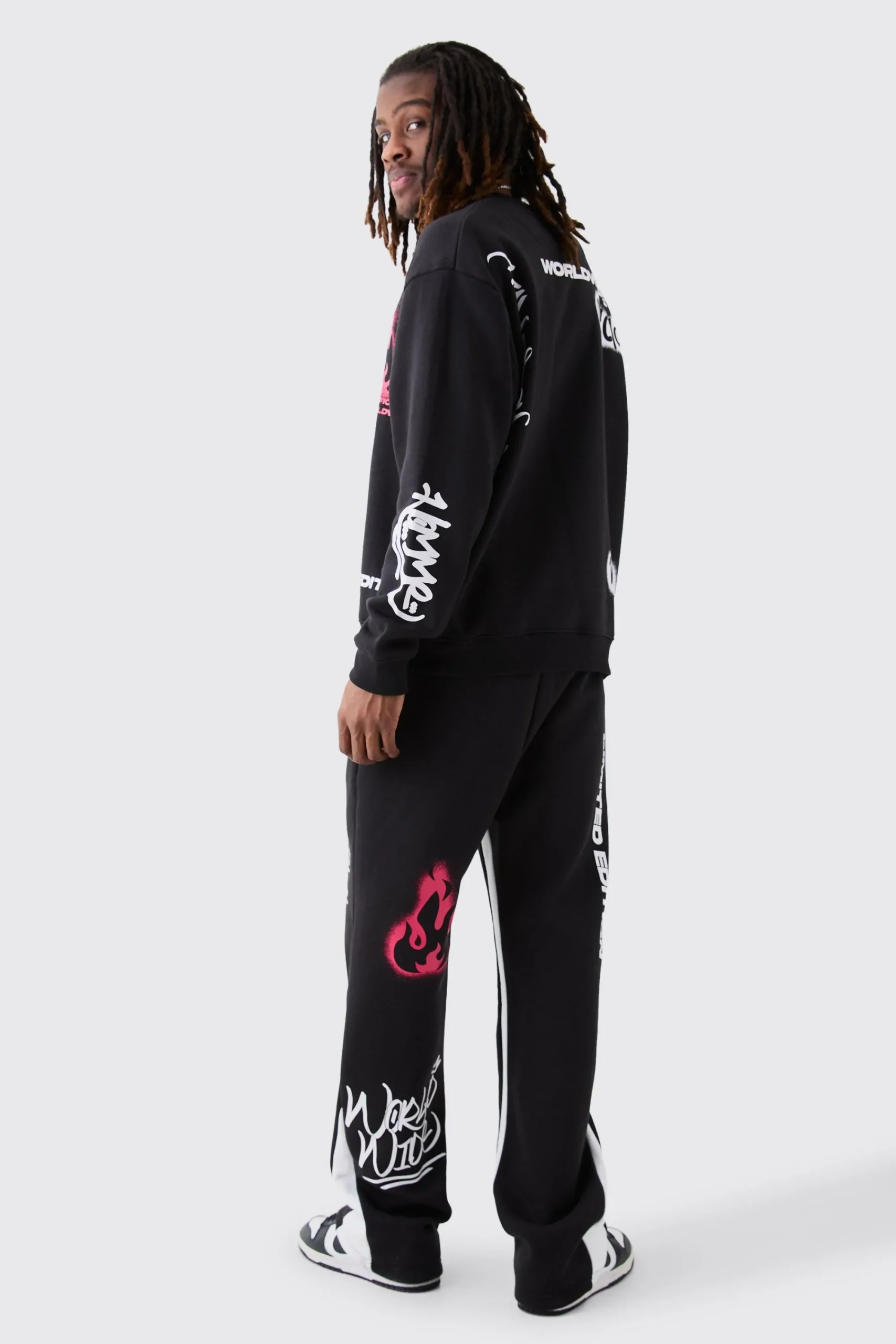 boohooMAN Oversized Graffiti Contrast Gusset Tracksuit | UK| Tracksuits