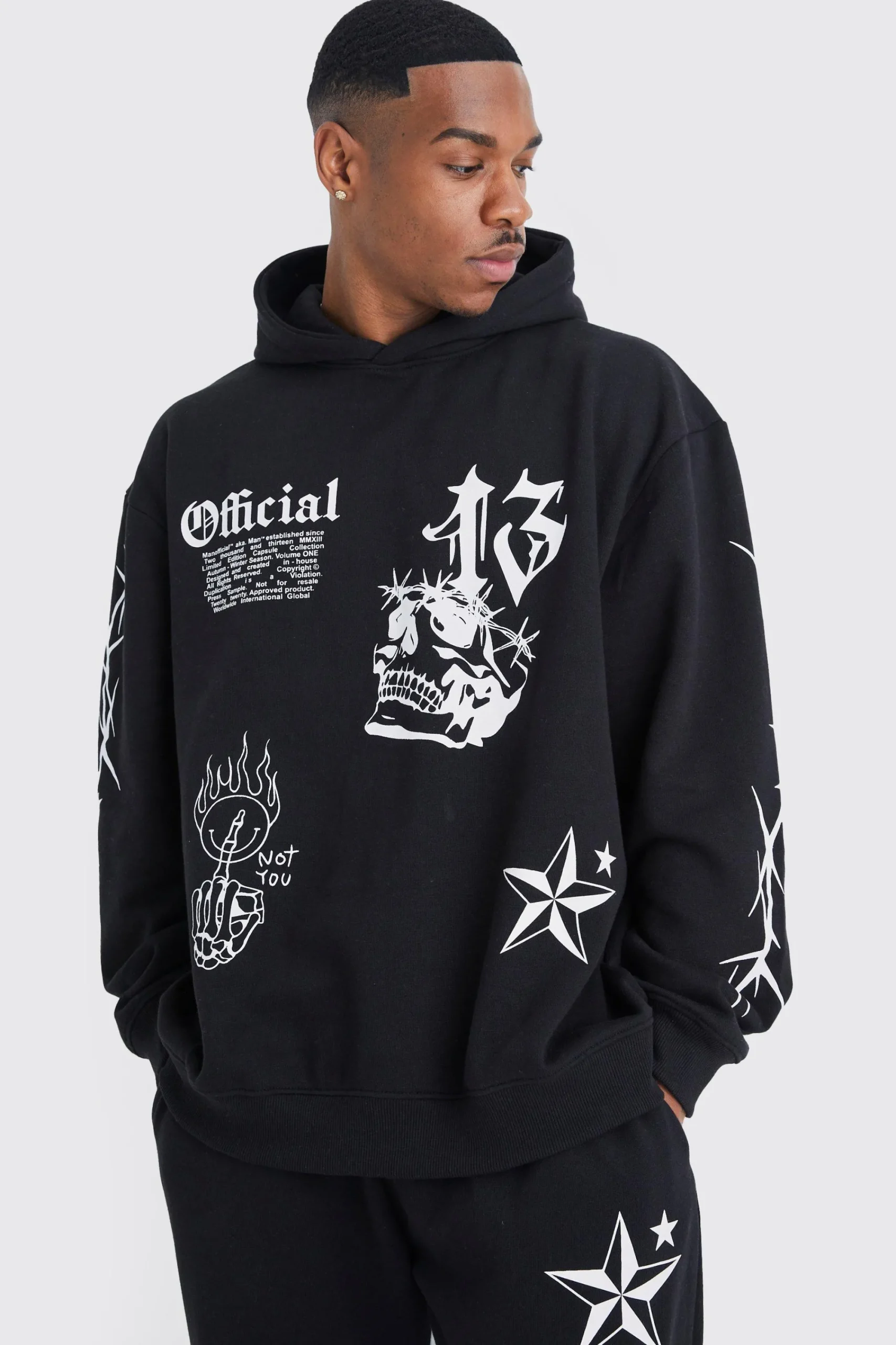 boohooMAN Oversized Graffiti Gusset Hooded Tracksuit | UK| Tracksuits